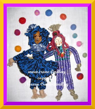 6 stick dolls duo blue skirt and sparkle (c)