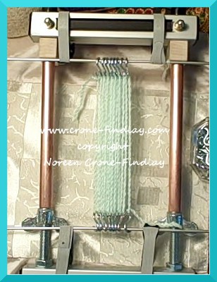Using 's' hooks with the No Warp Ends technique on the Mirrix loom by Noreen Crone-Findlay (c) 2