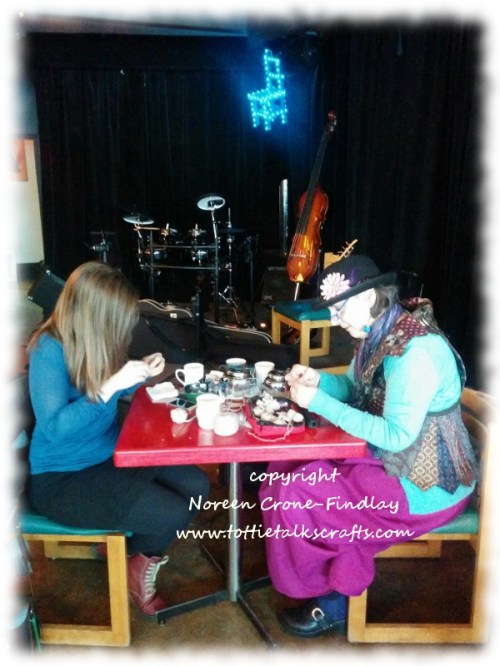 Arwen & Noreen at the Blue Chair cafe making Kindness Bears